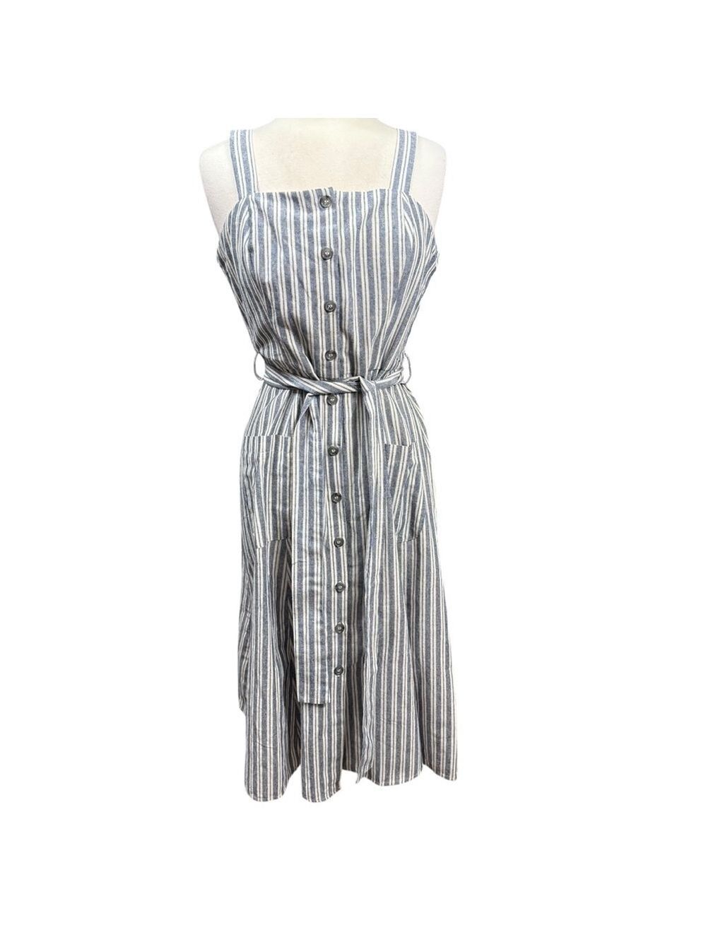Violet Weekend Striped Midi Dress Size L Blue White
